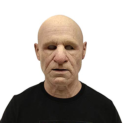 GPAHRRDNIJ Realistic Men's Old Grandpa Mask Latex Elderly Face Masks for Costumes, Pranks, Parties Halloween Decorations (D1)