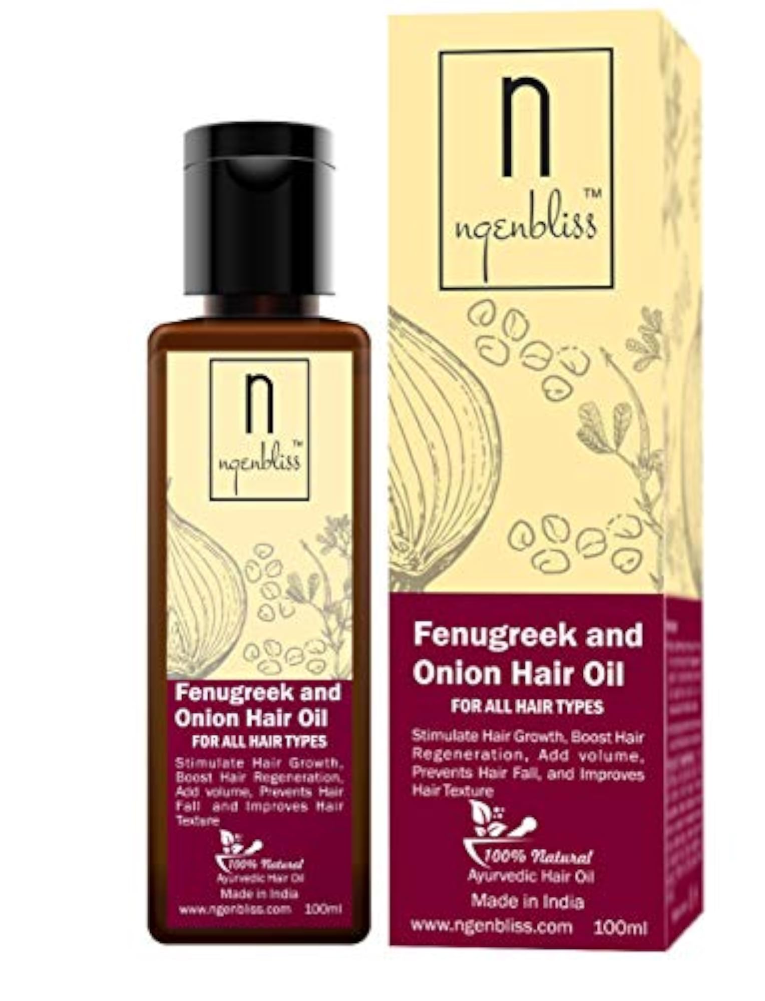 Fenugreek & Onion Hair Oil with Bhringraj, Brahmi & Amla, 100ml