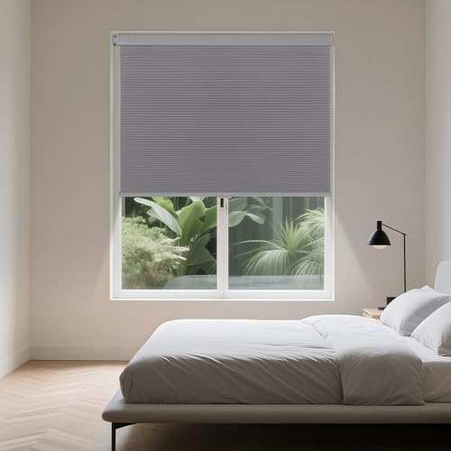 Allesin Zen No Drill Blinds for Windows Blackout Cordless Cellular Shades Honeycomb Blinds Pull Down, Free Stop Easy Install for Home and Office, Blackout, Light Gray, 46" W x 48" H by Allesin zen - Used condition - Image 9