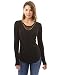 PattyBoutik Women's Crochet Lace Inset Curved Hem Blouse (Black L)