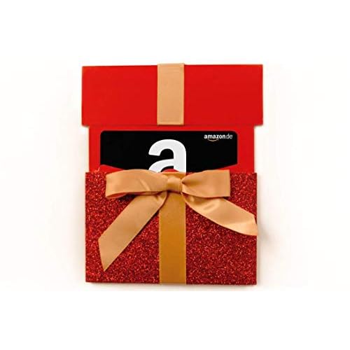 Amazon.de Gutschein in Geschenkschuber (rotes Glitzergeschenk)