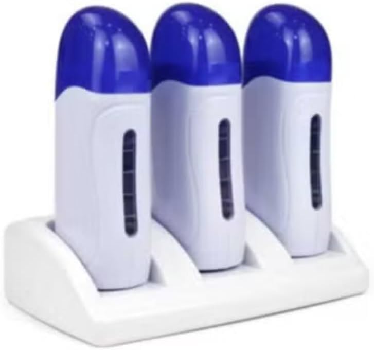 HS Roll On Wax Warm Machine,Triple Roll on Wax Heater Depilatory Wax Warmer Waxing Kit for Hair Removal Cartridge Melting Waxing Machine with Base for Home and Salon