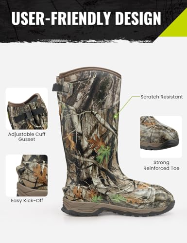 TIDEWE Rubber Hunting Boots, Waterproof Insulated Next Camo G2 Warm Rubber Boots with 7mm Neoprene, Sturdy Outdoor Hunting Boots for Men (Size 11) by TIDEWE - Image 10