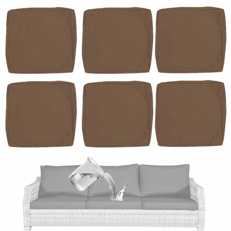 Housse de coussin imperméable en lot de 6 pour salon de jardin en rotin 22x50x10 cm