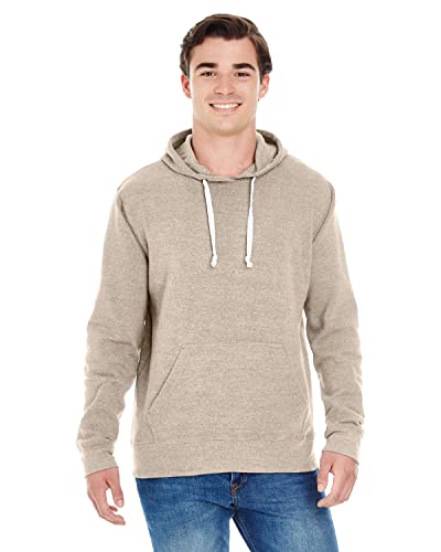 J America Adult Triblend Pullover Fleece Hood S OATMEAL TRIBLEND