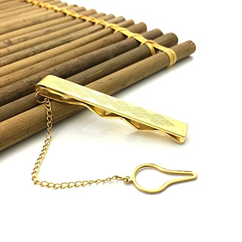 Sdfgh Stainless Steel Fashion Tie Clip Golden Men's Positive Ornament Tie Clip Chain #TOP5