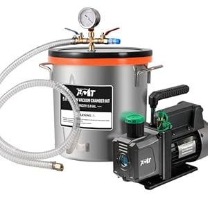 PB Motor Tech 5 Gallon Vacuum Chamber Kit with 4.5 CFM Vacuum Pump, Tempered Glass Lid Vacuum Chamber and 38 Micron Chamber Set, No Oil Included, Perfect for Wood Stabilization