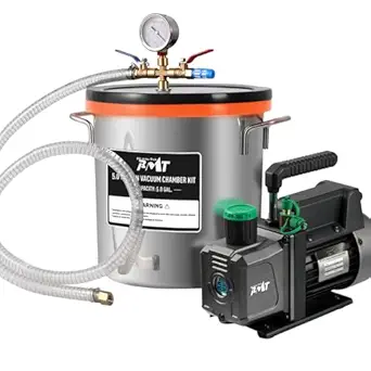 PB Motor Tech 5 Gallon Vacuum Chamber Kit with 4.5 CFM Vacuum Pump, Tempered Glass Lid, and 38 Micron Chamber Set