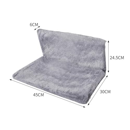 Plüsch L- förmige Katzenhängematte, Katzenrahmenbett, Hängendes Katzennest, Nachttischhocker, Katzenfensterbank, Katzenmatte, Metall- Eisenrahmen KatzenhäNgematte(Beige)-4
