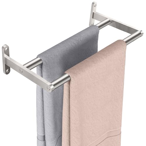 YUMORE Toalleros de Baño Toalleros Dobles 40CM Toallero de Barra Pared de Acero Inoxidable 2 Barras Toallero con Tornillos Almacenamiento para Toallas Cocina y Baño, Cepillado
