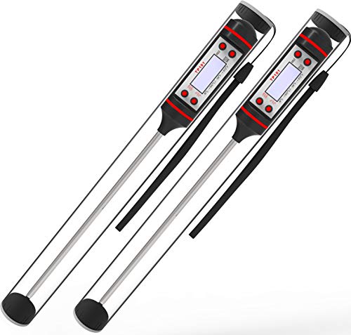 Lemontec CP1 Meat Thermometer Digital Cooking Thermometer [5.9 Inch Long Probe] with Instant Read, LCD Screen, Anti-Corrosion, Best for Kitchen, Grill, BBQ, Milk, and Bath Water, 2 Pack