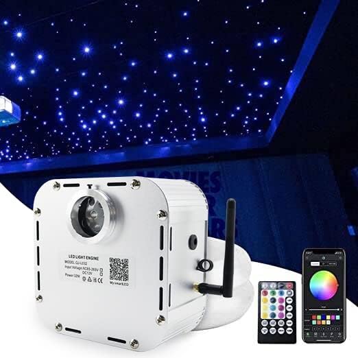 Proyector de luces tipo cielo estrellado de fibra óptica, para decorar techos, manejable por Bluetooth, con chip RGBW LED, con control remoto por