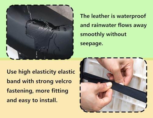 ZoeTekway Motorrad Sitzbezug, Universal Wasserdichter Motorrad Sitzbezüge Schwarz, Leder Moped Sitzbezug Wasserdicht