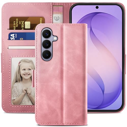 Étui Samsung S26 cuir rose protection intégrale clapet magnétique