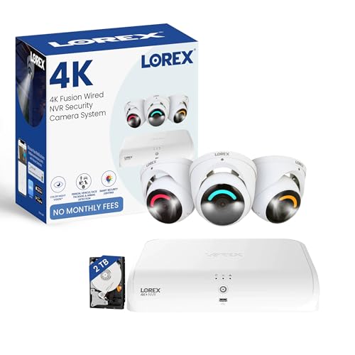 Lorex 4K+ 12MP 2TB 16-Channel (8 Wired + 8 WiFi) Fusion Security System with 3 IP PoE Metal Dome Cameras with Smart Security Lighting, Color Night Vision, 2-Way Talk, Smart Motion Detection Plus, IP67