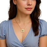 Petite Boutique Collar con mensaje secreto QR grabado, placa de código QR, regalo personalizado, chapado en oro de 16 quilates, chapado en oro rosa, delicado collar con dije de inicial, el mejor