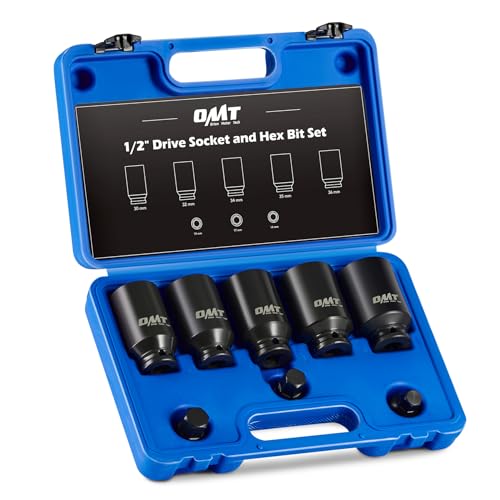 Image of Orion Motor Tech 8pc Axle Nut Socket Set, 1/2 in Drive 12 Point Axle Nut Impact Socket Set with 6 Point Hex Bit Sockets, Extra-Deep Sockets with Storage Case, 14mm 17mm 19mm, 30mm 32mm 34mm 35mm 36mm