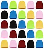25 Pack Winter Beanie Hats, Unisex Thermal Toboggan Cold Weather Cuffed Caps Bulk Bundle