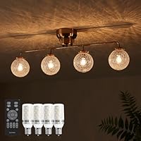 Amazon.co.jp: VENTOTA シーリングライト ゴールドフレーム ガラス 4灯