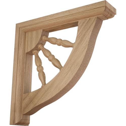 Ekena Millwork BKT01X07X07ADRO Andrea Wagon Wheel Wood Brackets, 1 1/2"W x 7"D x 7"H , Red Oak