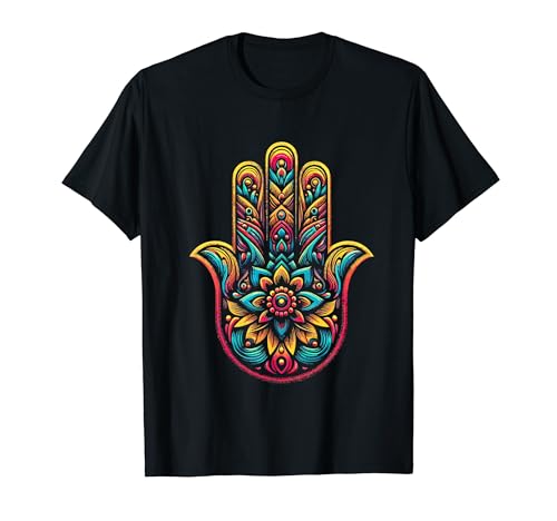 Hamsa Mano Mandala Yoga Fátima Mano Símbolo Boho Mujer Camiseta