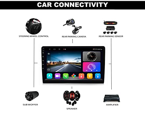 Image of AUTO SNAP 9 Inch Car Stereo Touch Screen HD Double Din Stereo Player 12 Android Version Gorilla Glass IPS Display Front /Rear Camera Support 2GB RAM /32GB ROM