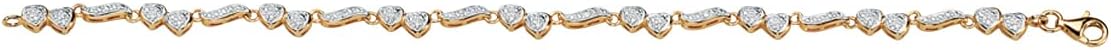 Palm Beach Jewelry PalmBeach Yellow Gold-plated Sterling Silver Round Genuine Diamond Hearts & Wings Ankle Bracelet (1/7 cttw, I Color, I3 Clarity)