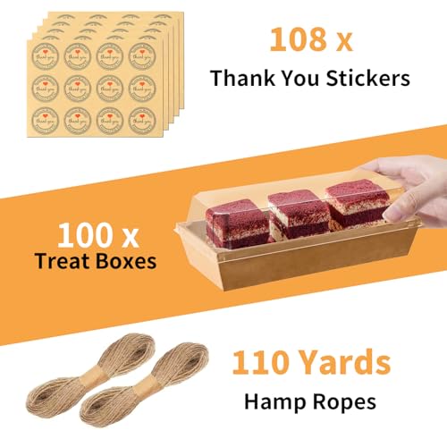 PFAMKEER 100 Pack Small Charcuterie Boxes with Clear Lids,Mini Charcuterie Box, Disposable Food Containers, 7Inch Cookie Boxes for Sandwich，Sushi，Bakery，Dessert，Cake Slice，Strawberries (Brown) by PFAMKEER - Image 3