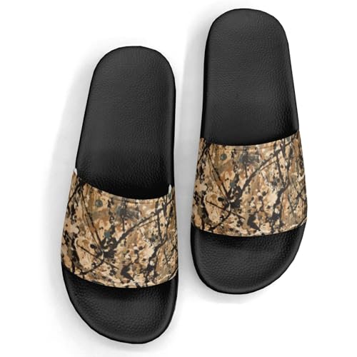 Pitovozu Graffiti Abstract Design Slippers Sandals for Women Men Comfotable Non Slip Home Bedroom Pool Shower Outdoor Flat Slide Slippers