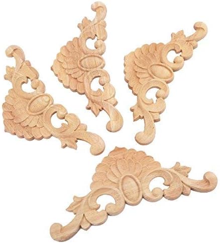 MUXSAM 4pcs Wood Carved Onlays Appliques