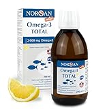 NORSAN TOTAL Zitrone Online Premium Omega 3-200ml Fischöl hochdosiert mit 2.000mg Omega 3 pro Portion - Omega Öl mit EPA & DHA - Premium Öl mit 800 IE Vitamin D3