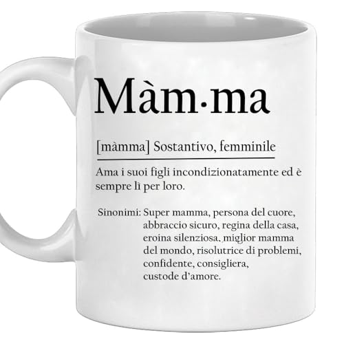Vulfire Tazza Mamma Definizione Idea Regalo Festa della Madre donna compleanno Idee regali per Madri originale per lei Natale Colazione Cucina (Bianco - Mamma)
