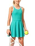 CharmWM Girls Tennis Dress Kids Athletic Racerback Sleeveless Golf Dresses Shorts Sets with Pockets School...