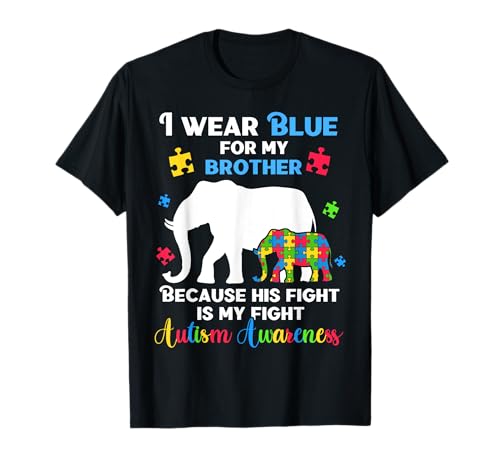 I Wear Blue For My Brother Camisas de autismo, Elefante autista Camiseta