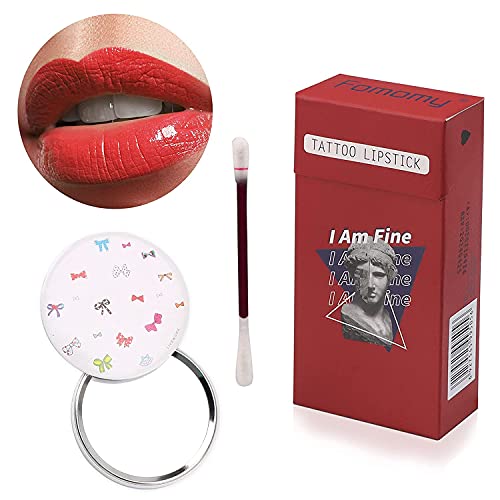 20 Pcs Tattoo Lipstick,Tattoo Lipstick Cotton Swab,Tattoo Lip Stain,Durable Waterproof Liquid Non-Stick Lipstick, Easy To Carry With Random Small Mirror(I Am Fine)