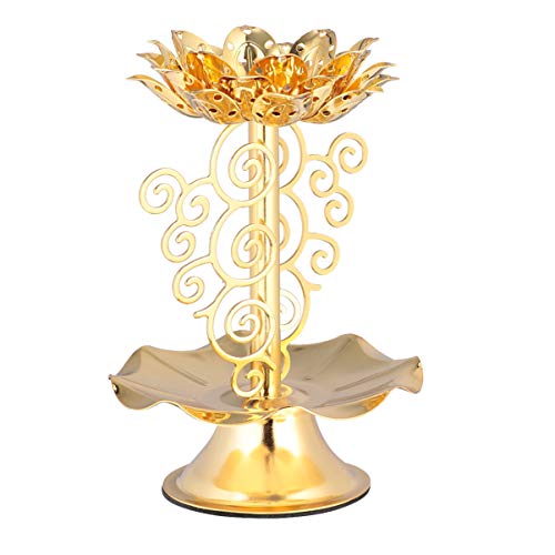 Healifty 3Pcs Lotus Flower Shape Gold Pillar Candle Holder Premium Gold Candlestick Holder Diwali Diya Votive Candle Holder Tea Light Candle #TOP6