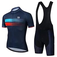 FFFF & OLFEH Zomer fietspakken met korte mouwen, fietsshirt voor heren, fietsshirt met korte mouwen racefiets fietstop met 3D gel gewatteerde rijbroek Shorts/koersbroek (PB5, XXS