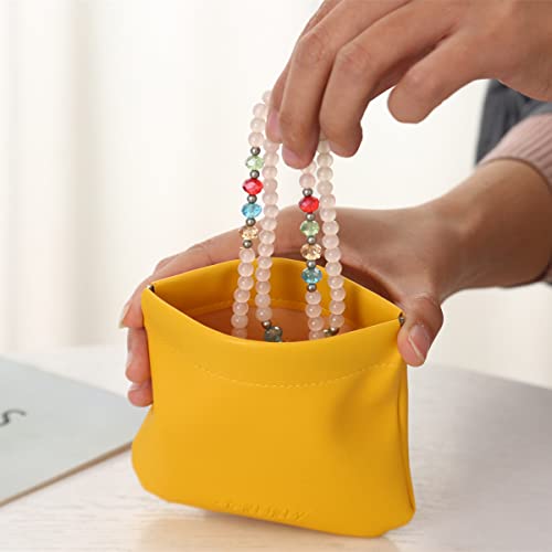 3 Pieces Mini Leather Coins Purse Women Changes And Cards Holder Squeeze Small Pouch (3 Colors, 4.7X4.5") #TOP4