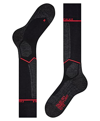 Falke Men's Sk4 Energizing Light Compression Ski Socks, Merino Wool, Knee High, Lightweight, Breathable Quick Dry, Black (Black-Mix 3010), 6.5-8.5, 1 Pair #TOP6
