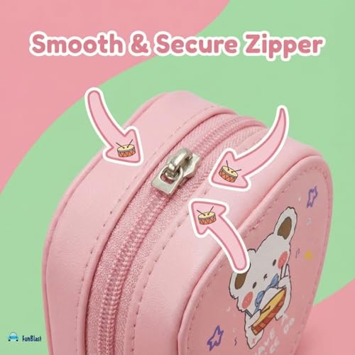 Image of FunBlast Triangle Coin Pouch for Kids - Cute Cartoon Design Mini Purse, Multipurpose Coins Pouch, Small Zipper Wallet for Kids & Girls, Kawaii Coin Bag (Random-Pink)