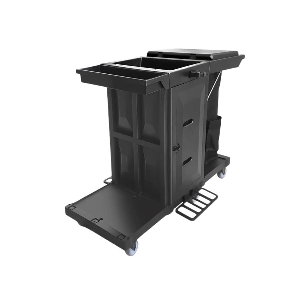 KJZQXYX Cleaning Cart,Commercial Traditional Janitorial Hotel Cart,with 4 Wheels and Storage Bins,for Garage, Warehouse (Blue)