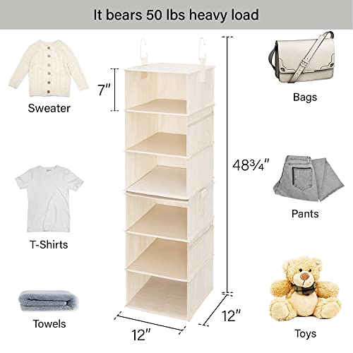 StorageWorks 6-Shelf Closet Organizers, Two 3-Shelf Separable Hanging Shelves for Closet, 12" D x 12" W x 48 ¼"H, Mixing of Beige, White & Ivory by StorageWorks - Image 2