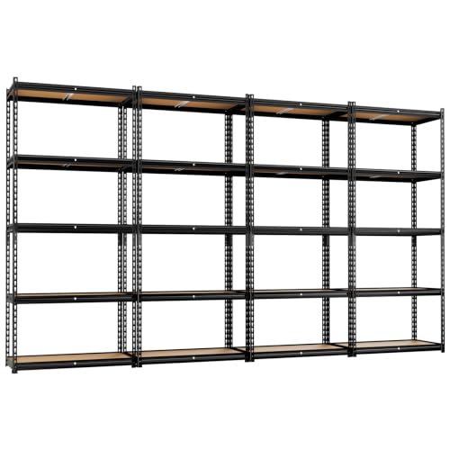 Image of LEVELEVE 5-Tier Storage Shelving Unit, Metal, for Garage, Kitchen, Laundry Room, Adjustable, 34 inch L x 16 inch W x 72 inch H, Rectangular, 4 Pack