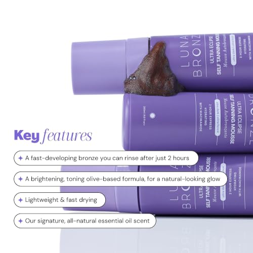 Luna Bronze Ultra Eclipse Self Tanning Mousse, 200ml/6.7 fl oz | Our Deepest Express Self Tanner with Niacinamide and Aloe | Rich Olive Bronze in 2 Hours | Fast Drying, Streak Free, Made in Australia - Image 3