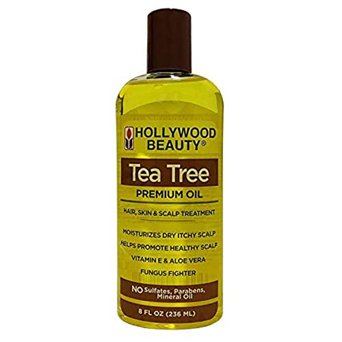Hollywood Beauty Tea Tree Oil, 8Oz Bottle, Hair, Skin & Scalp Treatment, Moisturizes Dry, Itchy Scalp, Hair Hot Oil Treatment, Vitamin E & Aloe And A Fungus Fighter #TOP26