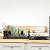 Simple Houseware Dish Drying Rack with Drainboard, Utensil Holder & Mug Hooks, Black Metal Kitchen Counter Organizer