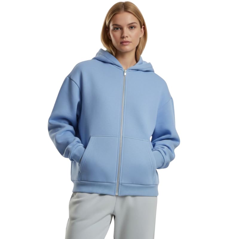 besick Classic Winter wear Solid Cotton Blend Full Sleeves Zipper Hoodie for Women-picture-36