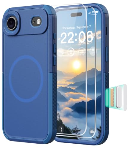 Diverbox Magnetic for iPhone Air Case-(Compatible with MagSafe) Heavy Duty Protection Phone Case with Camera Control Button with Screen Protector Shockproof Drop-Proof 6.5 inch (Blue)