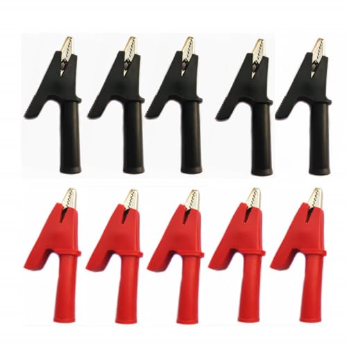 Image of Insulated Alligator Clips with 4mm Socket Banana Jack Copper Test Clamp Wire Clip Alligator Clips 10 Pcs Full Insulated Crocodile Clips 30A