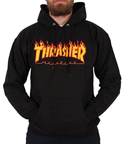 Thrasher Truflp05754 Sweat à Capuche, Nero (Nero/Fiamme), L Homme